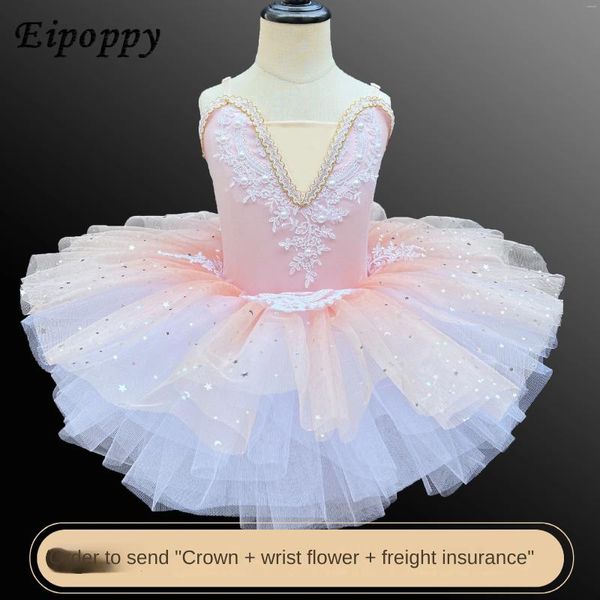 Stage Wear Wear Children's Professional Ballet Dance Dress Dress Swan Fantaspume Tulle Tutu Skirt Practice Performance