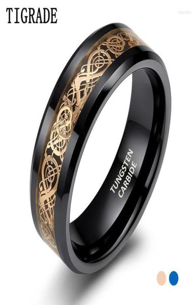 Eheringe Tigrade 8mm schwarzer Wolfram Carbide Männer Ring Celtic Dragon Inlay Band für männliche Anel Masciulino Bague Luxus Schmuckwinkel6101639