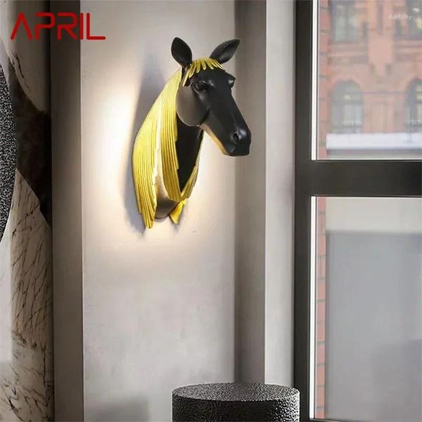 Lâmpadas de parede April Contemporary Horsehead Lâmpada Personalizada e criativa sala de estar quarto de corredor Luz de decoração de corredor