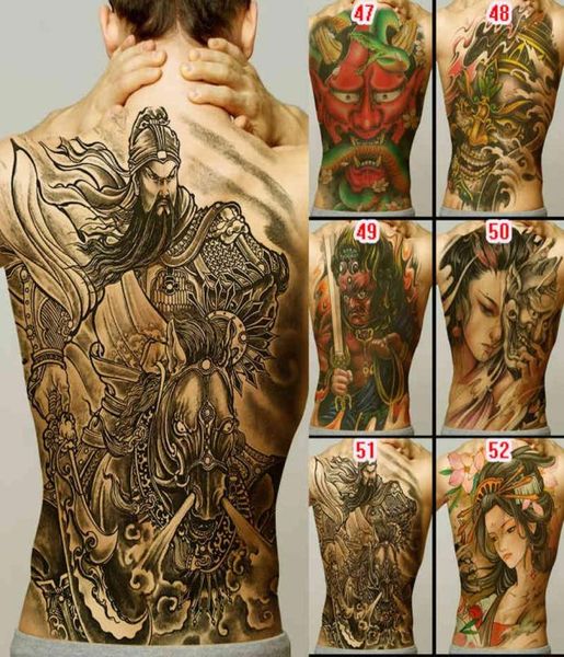 Power Man sadakati için tam yakışıklı geçici dövme Geisha ejderha su geçirmez çıkartma tasarımları erkek dövmeler büyük boyutu 6365001