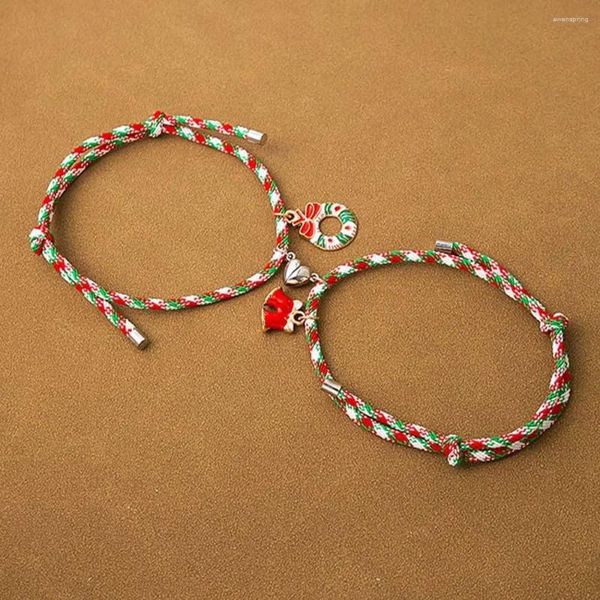 Charm Bracelets Schmuck Schmuck Weihnachtsmann Weihnachtsgeschenke Elch Paar Anhänger Haarring Magnetisches Handband