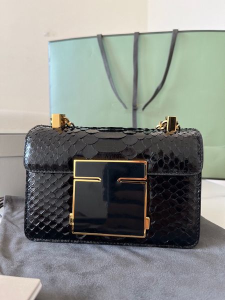 Designer Handtasche Luxus Geldbeutel Frauen Umhängetasche Kleins Größe 17 cm hergestellt aus Südafrika Rohpython Haut Gold Schwarz 2 Farben Schnelle Lieferung Großhandelspreis