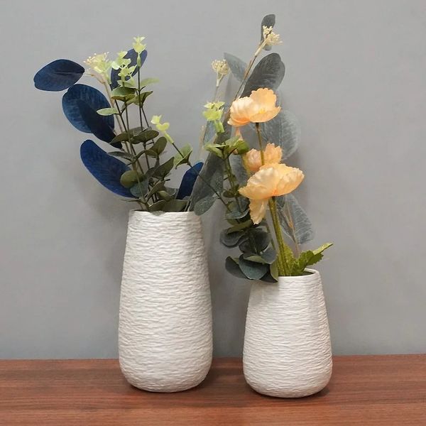 Conjunto de vaso de cerâmica de Stoare Branco Decoração de Desktop Decoração Interior Decoração para Lares para Livra da Sala 240415