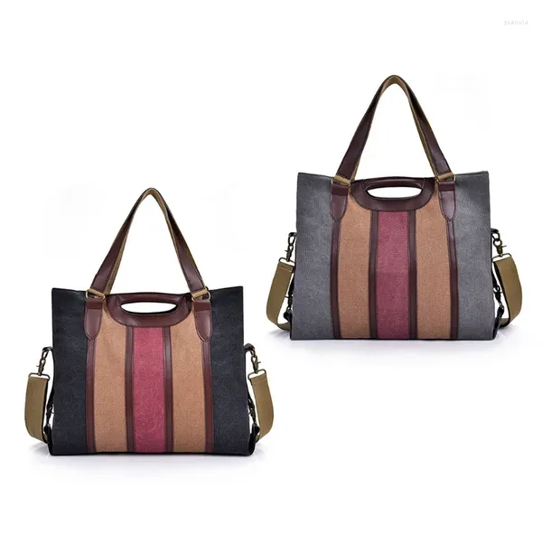 SOLDI PERCHIO J60D DONNE VINTAGE VINTAGE LARMA BAG MULTORORI MULticolore a strisce a strisce trasversali maniglia da viaggio