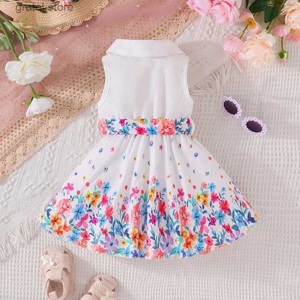 Vestidos de menina vestido para crianças 3-36 meses de estilo coreano mangas botões fofos de verão princesa floral vestidos formais ootd para menina recém-nascida