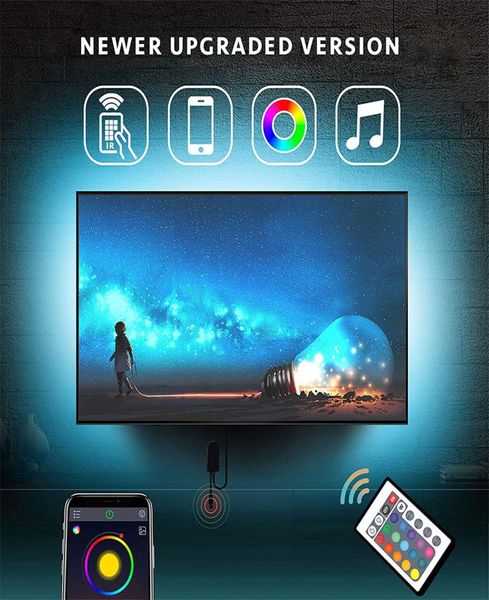 LED -Strips Lichter für 5603903975039039 TV mit Remote App Control HDTV Backlight Color ändern RGB LEDs Strip USB PO5035557