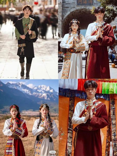 Ethnische Kleidung tibetische weibliche Adlige Robe Männer Tourismus Minderheit Stil Po