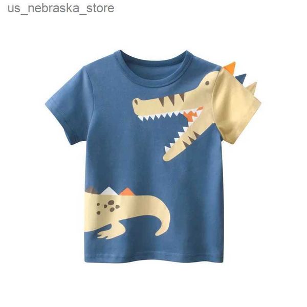 T-Shirts Marke Koreanische Kinderkleidung 2024 Sommer neuer Modes Junge Baby Kinder 3D Cartoon Kurzarm Baumwoll T-Shirt Dropshipping Q240418