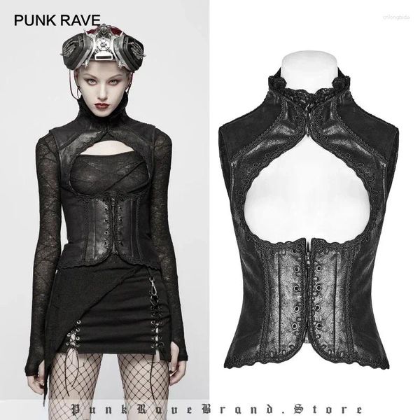 Tanques femininos punk rave steampunk vintage com ponta de metal de metal colete floral gótico gótico clube de festas personalidade feminino tops roupas