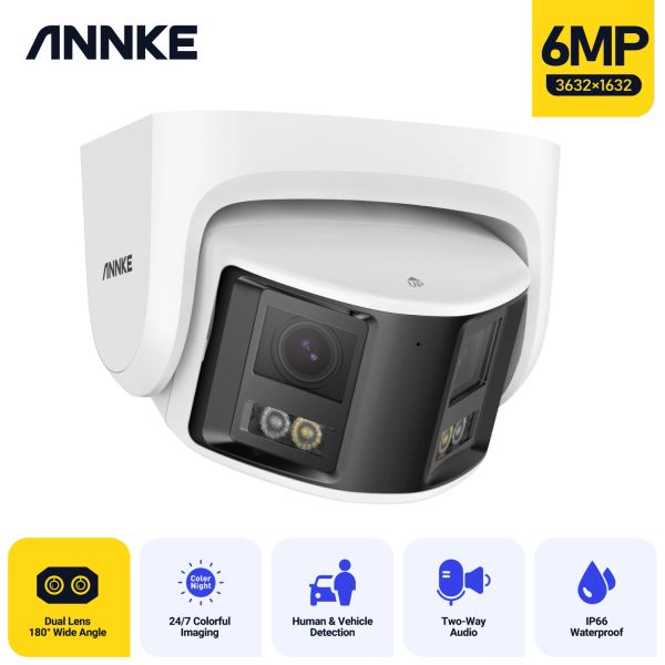 Sistema Annke 4K Duo Dual Lens Sicurezza esterna Camera Poe Ai Umane Detect Full Color Night Vision Vision Surveillance Security Camera