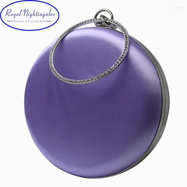 Bolsas de noite Nightingales Royal Round Shape Box Hard Clutch Party Setin Party Bright Purple Red Green