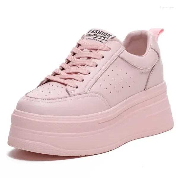 Scarpe casual 8 cm vere in pelle Donne con sneaker grosse piattaforma per cuneo sneaker estate per leisure nascoste