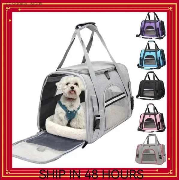 Hundeträger Hundeträgertasche mit dickem Baumwollkissen Haustier Aviation Rucksack Anti-Tufflokation Tragbarer Reisetasche Haustier Hunde Bag Mesh Outdoor L49