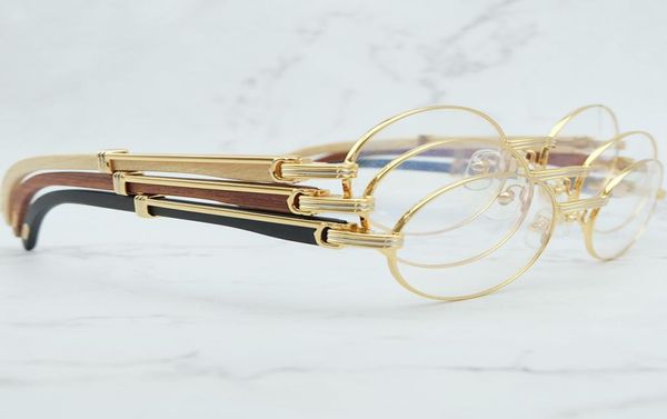 Designer Sonnenbrille Holz klare Augenbrillen für Männer Retro Oval Brille Rahmen Frauen -Accessoires Luxus Gold Optical Frames4648013