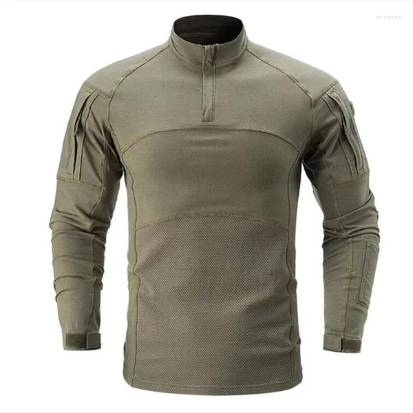 Magliette da uomo magliette tattiche di cotone uomo camicia camuffato verde maglietta a maniche lunghe Hunt Outweare