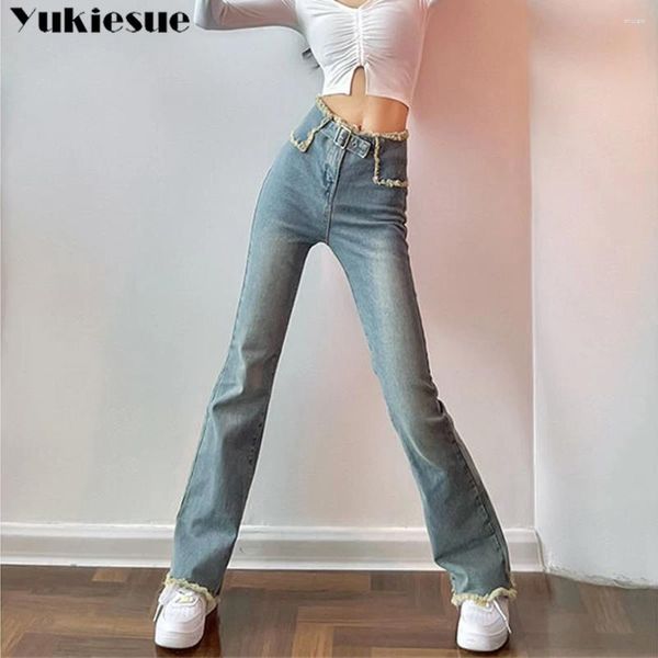 Frauen Jeans Frühling 2024 Damen Vintage High Taille Wide Bein Baggy Frau Denim Capris Flare Hosen Jean Mom Hosen