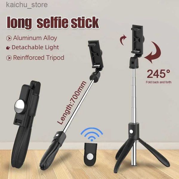 Selfie Monopods 2024 Yeni Yüksek Kaliteli K06 Selfie Stick 360 Rotasyon Katlanabilir Tripod Telefon Tutucu Monopod Akıllı Telefon Y240418 için Ayna