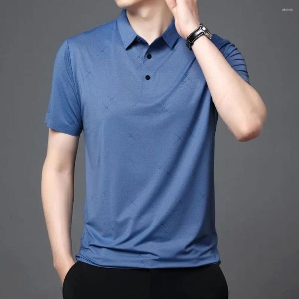 Polos de polos masculinos simples atmosfera exclusiva de alta qualidade-camiseta coreana moda de manga curta masculina roupas de verão clássicas w5595