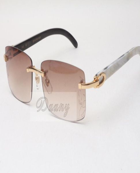 Neue rahmenlose Sonnenbrille Brille 3524012 Leopardenlinse Natural Mix Ochsenhorn Männer und Frauen Sonnenbrillen Brille Brille Eyeglasessize 561819321705