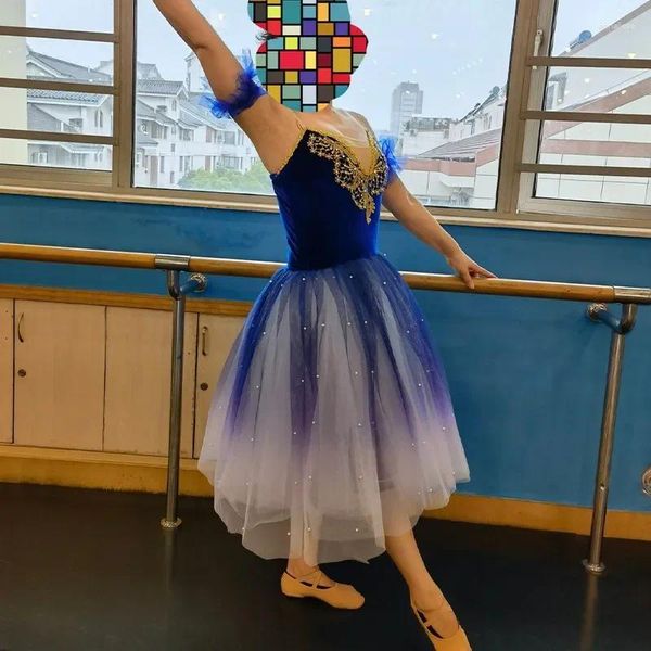 Indossare abbigliamento da balletto per adulti ragazze donne ballerina cig lago tutu vestiti blu viola lunghi costumi bambini bambini