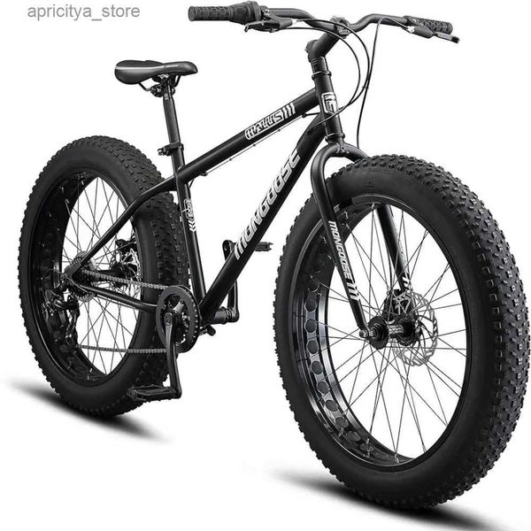 Bicicletas masculinas e mulheres pneus gordos Mountain Mountain Rodas Bicyc 26 polegadas Tires de aço de 4 polegadas de 4 polegadas de largura Estrutura de aço 7 velocidades Drivetrain L48