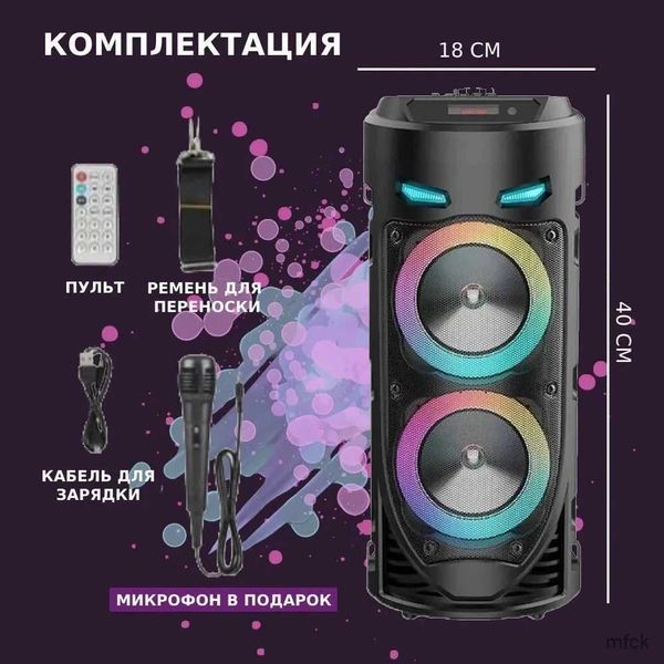 Alto-falantes portáteis coluna Bluetooth, alto-falante portátil Big Power Powert Pooder Music Center Subwoofer Coluna com Micphone K-Song U-Disk TF Box