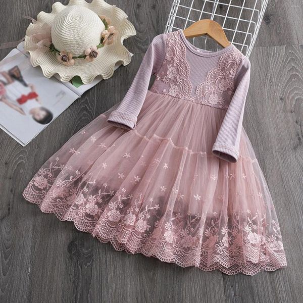 Girl Dresses Girl Girl Knit Lace Cine Birthday Party Princess Long Autumn Winter Kids 3-8 Yrs Casved Case