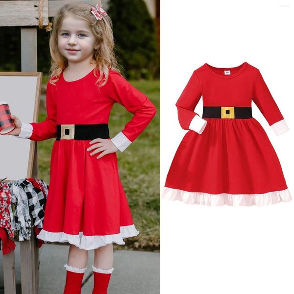 Vestidos de menina vestido de natal para crianças 2-7 anos crianças ano Natal Santa Clause