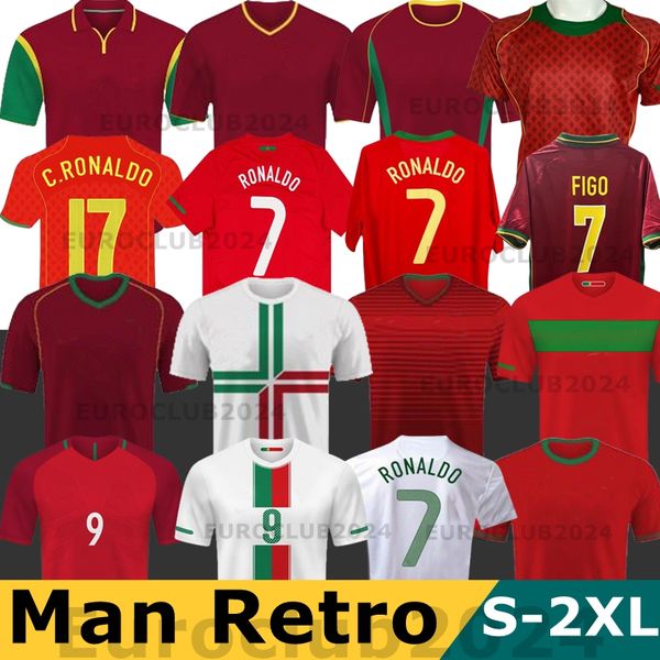 2010 Portugal Vintage Ronaldo Retro Soccer Jerseys 1998 1999 2012 2002 2004 2006 2008 Rui Costa Figo Nani Camisetas de futebol clássicas Camisetas de Futbol