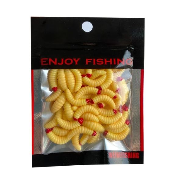 50pcs Yumuşak larva Mimbait 2cm Silikon Solucan Yemleri Kauçuk Karides Wobblers Balıklı Koku Balıkçılık Cazları Canlı Isca Pesca