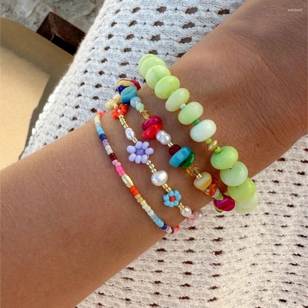 Strang Elegant unregelmäßige Natursteinperlen Armband für Frauen böhmischer handgefertigter Schmuck Lucky Freundschaft Paar