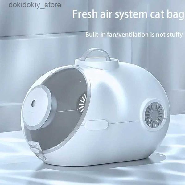 Katzenträger Kisten Häuser Katzen -Rucksack mit Lüfterraum Kapsel atmungsaktivem Handba -Kreuzkapazität Carryin Pet Carrier Cat Cae Cats Supplies L49