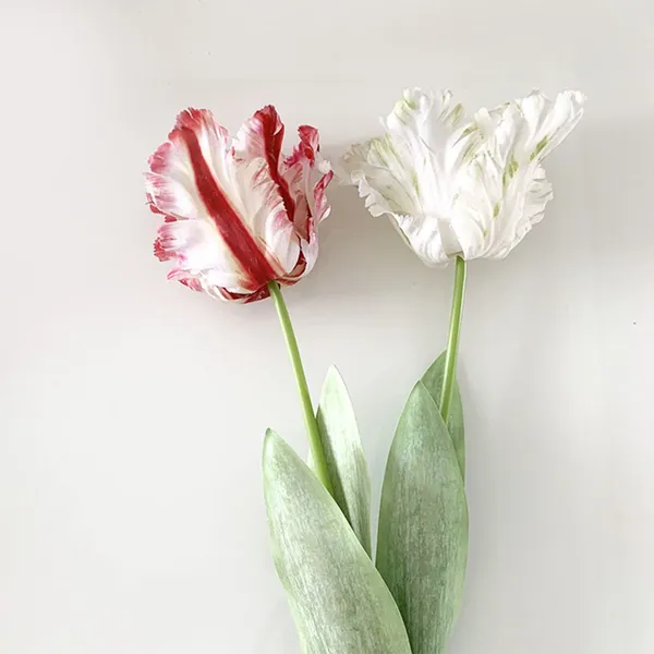 Fiori decorativi per pappagalli artificiali mazzi di tulipano eleganti simulazione della decorazione del matrimonio durevole 3 colori decorazioni per la casa singolo 3d