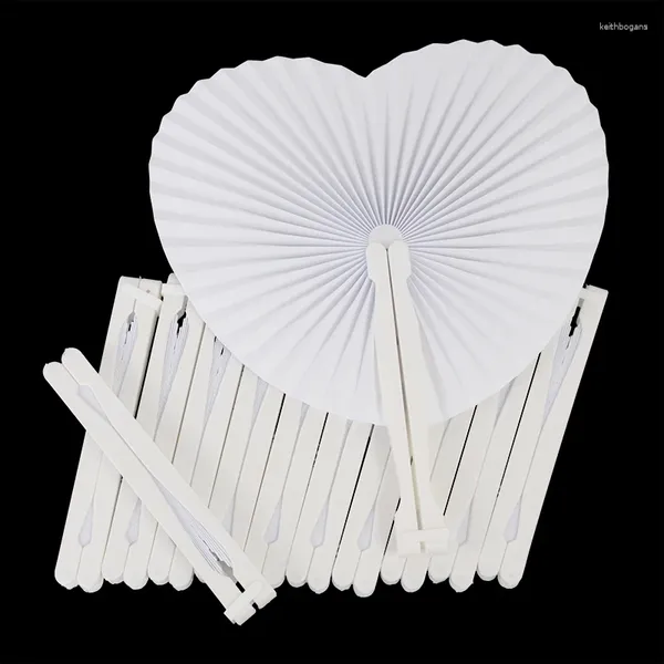 Figurine decorative 6pcs Fan di carta pieghevole bianca a forma di cuore per feste di compleanno per matrimoni Festa per baby shower decorazioni per gli ospiti regali fai -da -te