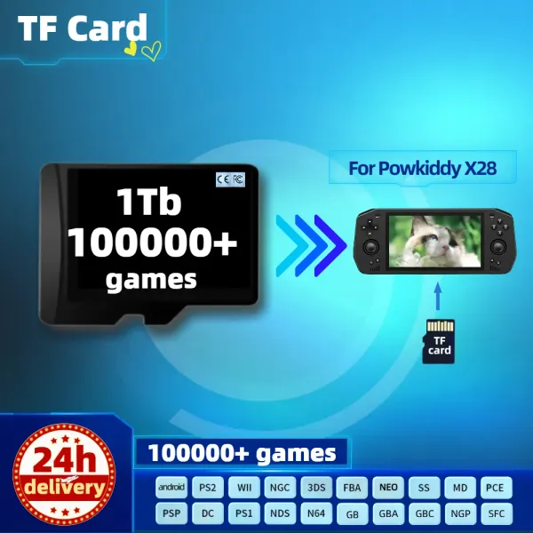 Cartões TF Game Card para Powkiddy X28 X18S Memória Pré -Instalada Retro Games PS2 PSP Console portátil