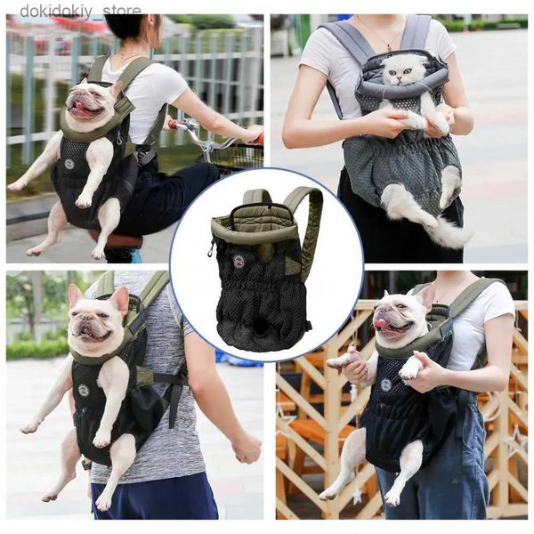 Transportador de cães Bolsa de petring Bolsa de pet-macks-mochila de gato pernas de viagem na frente para cães pequenos médios grandes andando de bicicleta motocicleta L49