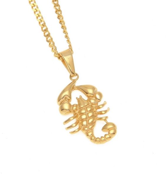Uomini Nuovo acciaio inossidabile Scorpione Pendants Collane Gold Color Animal Necklace Fashion Hip Hop Jewelry1224280