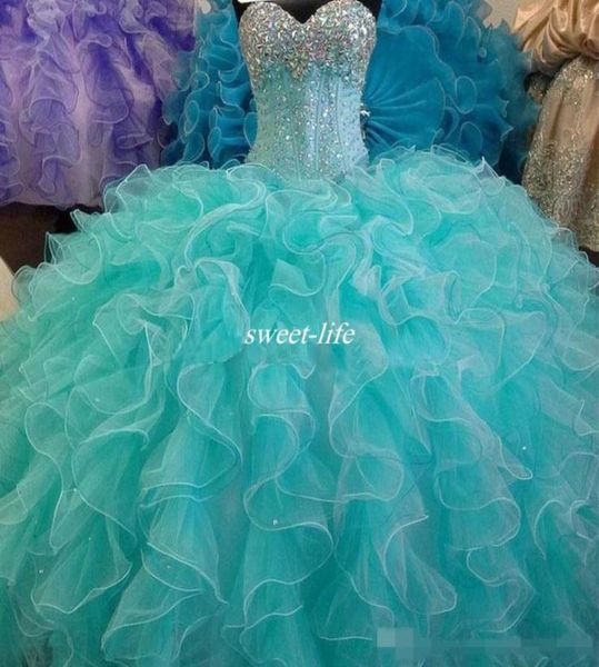 2019 Quinceanera Elbise Balo Elbise Kristaller ile Tatlım Sırtsız Ucuz Kızlar 16 Yıllık Prom Elbiseler Tatlı 18 Doğum Günü Partisi W3263377