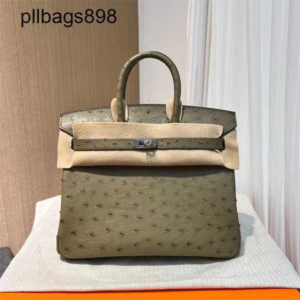 Designer Mano a mano 7A Bikns Bikn vera cera in pelle filo di struzzo pelle 25 cm Womens Grey Grigio Womensja8a di fascia alta