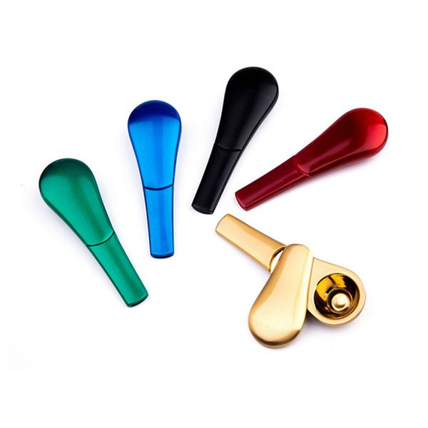 Colorato 3,8 pollici di viaggio per tubo metallico Scoop in lega di zinco Anodized fumato cucchiaio a mano con scatola regalo erba secca Olio di olio di tabacco tubo all'ingrosso all'ingrosso