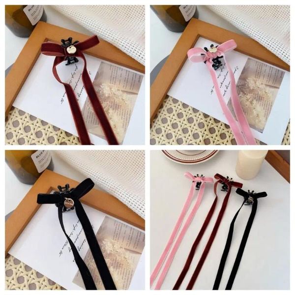 Acessórios para o cabelo Bowknot Bow Ribbon Garra Elegante Tie de Velvet Y2K CLIP CLIP LOLITA HABELATHEATH RACOLA