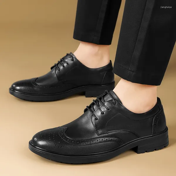 Sıradan Ayakkabı Klasik Orijinal Deri Erkekler için İş Dantel Yukarı Resmi Ofis İş Partisi Düğün Oxfords