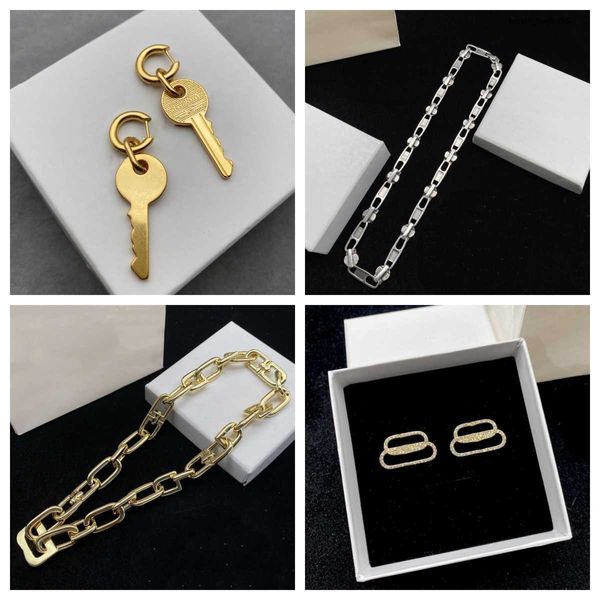 Новая модная топ -классические дизайнерские ожерелья браслеты Серьги Классическая B буква короткое ожерелье для женщины готические украшения хип -хоп