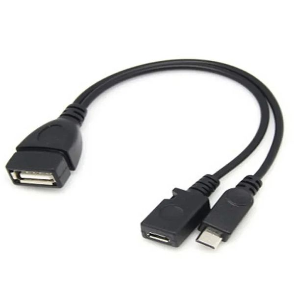 1pc 2 In 1 OTG Mikro USB Ana Bilgisayar Güç Y Sabit Seri Parçası Mikro 5 Pin Erkek Kadın Kablosu