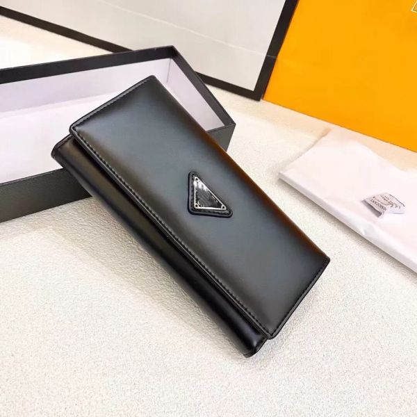 Designer Luxury Brand Bag Chide Double Fold carteira, couro de alta qualidade criado Pure Black Wallet Bag Bank Bag Saco de celular