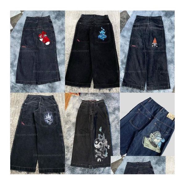 Jeans masculinos JNCO para Y2K Streetwear Luvas de boxe Hip Hop Print Graphic Prants Baggy Black Men Women HARUKU GOTHIC DROP DISTRIMENTO AP DHXBR