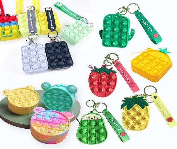 Mode Push Blasen Spielzeug Regenbogen Einhorn Kawaii Coin Geldbörse Kinder Brieftasche Damen Tasche Kiesele GEL einfaches Spielzeug8367831