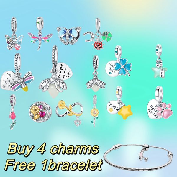 Bracelete encantadora Romântica Fantasy Clover Star Pingente Designer Classic Classic Adequado para Pandoras Bracelet Colar Colar Jewelry Box Box Wholesale