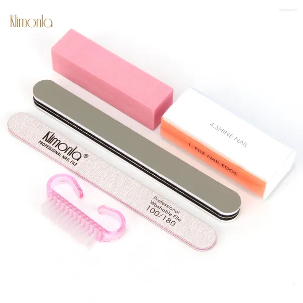 Tırnak Sanat Kitleri 5 PCS/SET ARAÇLAR MANICURE UV Jel Set Pembe Temizleme Fırçası Dört Adımlı Zımparalama Tampon Blok Gri Tırnaklar Dosyaları 100/180