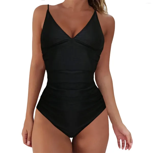 Swimwear femminile Donne 1 pezzi cinguettamento shingtank shirred up up atletic addestrano bikini femmina perizoma da bagno pantaloncini da bagno perizoma